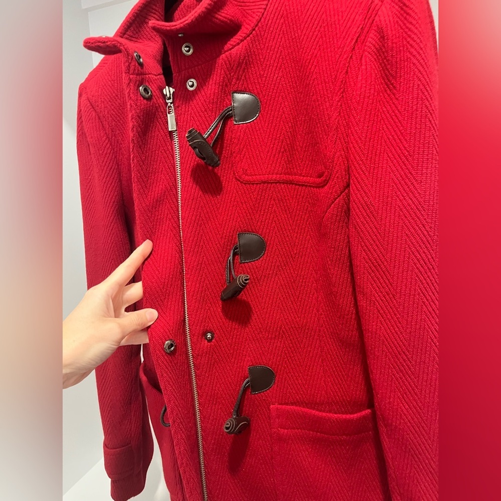 Talbots Mockneck Red Toggle Jacket Patch Pocket W… - image 7